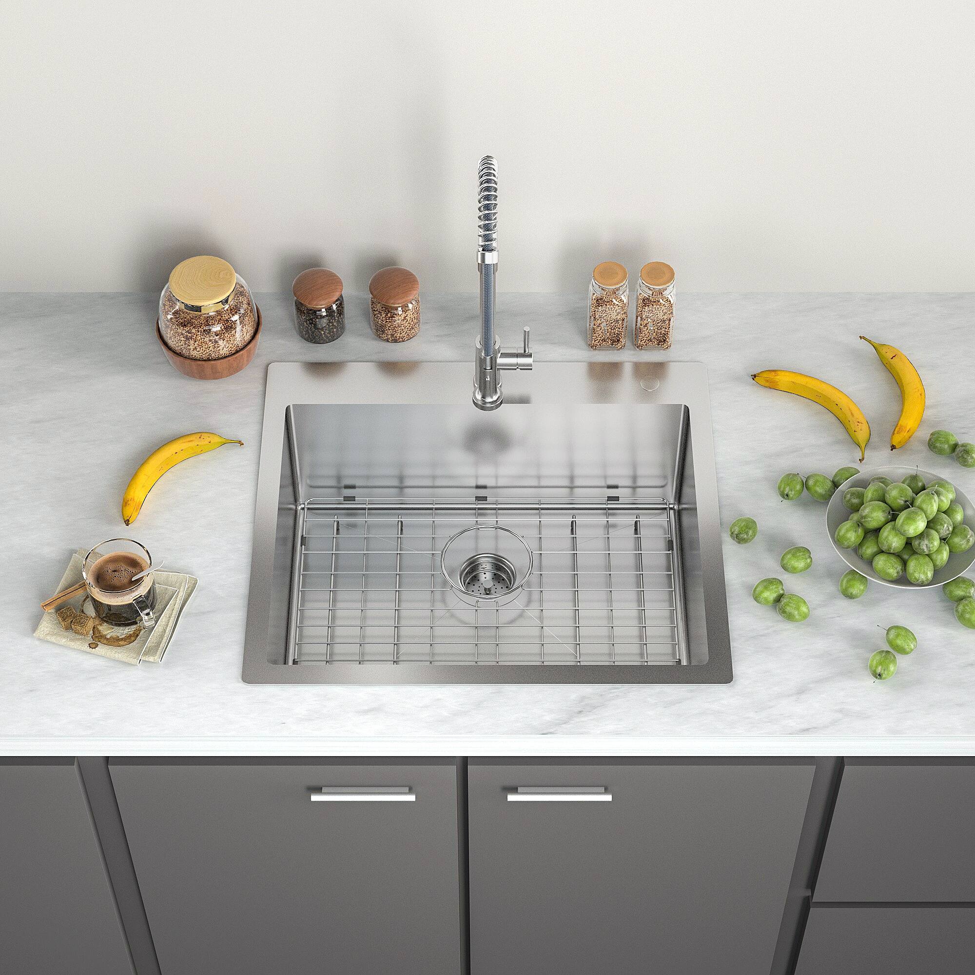 Drop in Or Topmount 16 Gauge Single Bowl Stainless Steel Kitchen Sink drop-in-or-topmount-16-gauge-single-bowl-stainless-steel-kitchen-sink