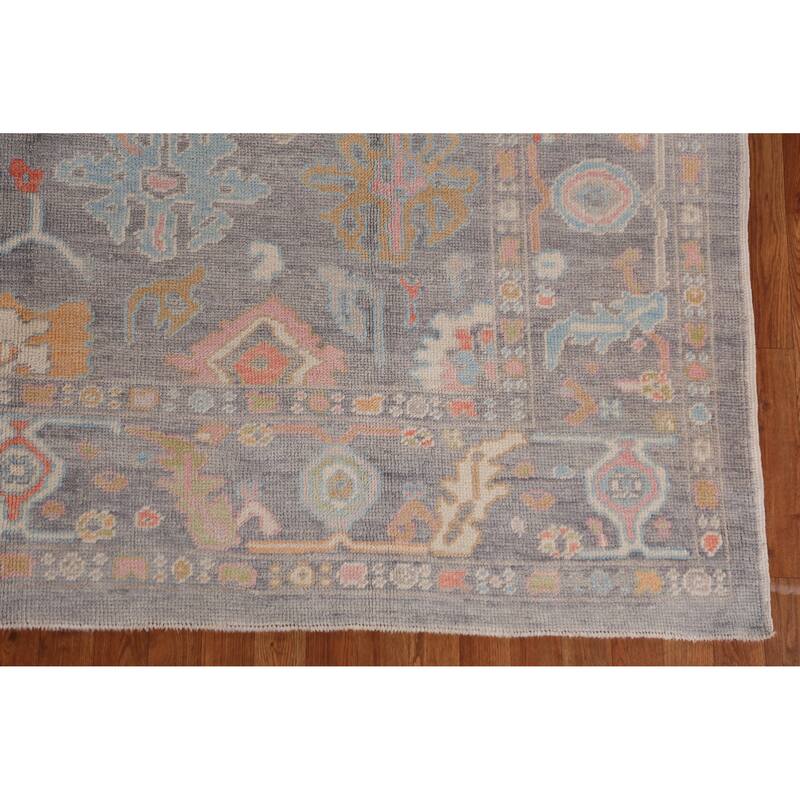 Hand Knotted Oriental 100% Wool Carpet Transitional All-Over Greys & Charcoal Oushak Area Rug - 9' 11'' X 8' 0''
