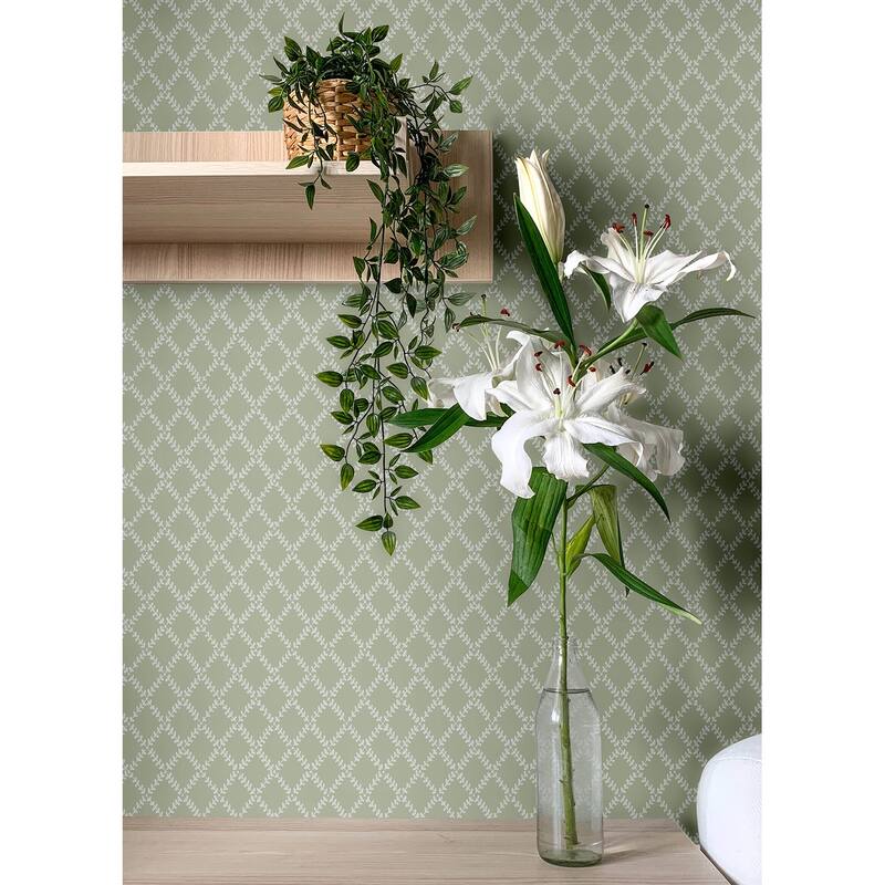 A-Street Prints Trevor Moss Leaf Trellis Wallpaper