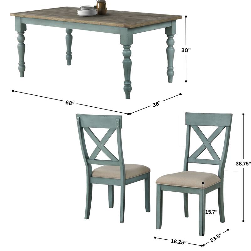 Roundhill Furniture Prato 5-Piece Dining Table Set with Cross Back Chairs