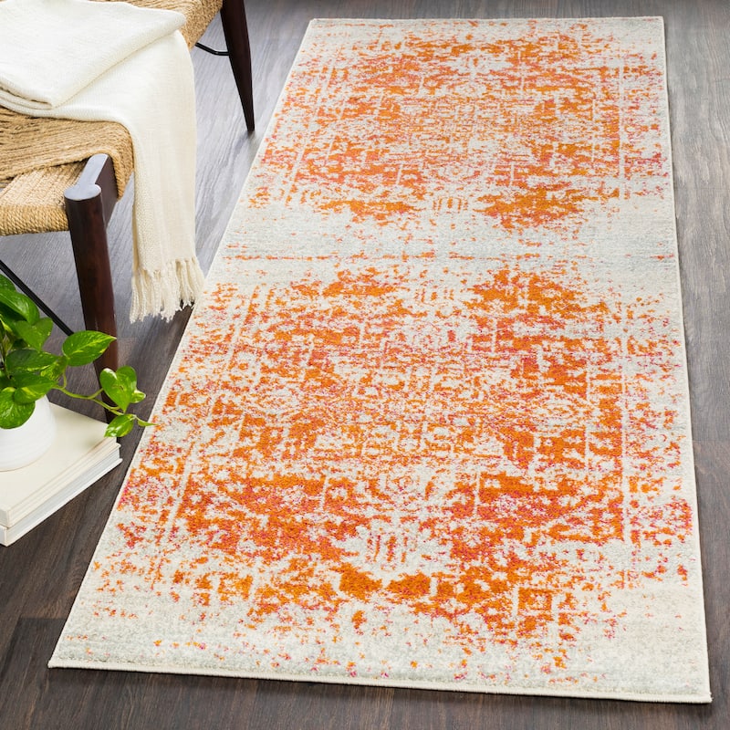 Livabliss Esther Vintage Traditional Area Rug - 2'7" x 7'3" Runner - Orange/Beige