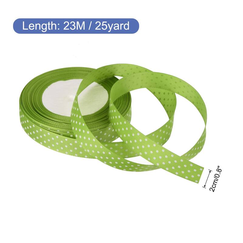 Grosgrain Ribbons with Dots Ribbon Bow Decoration - Light Green - 25 Yards 3/4 Inch