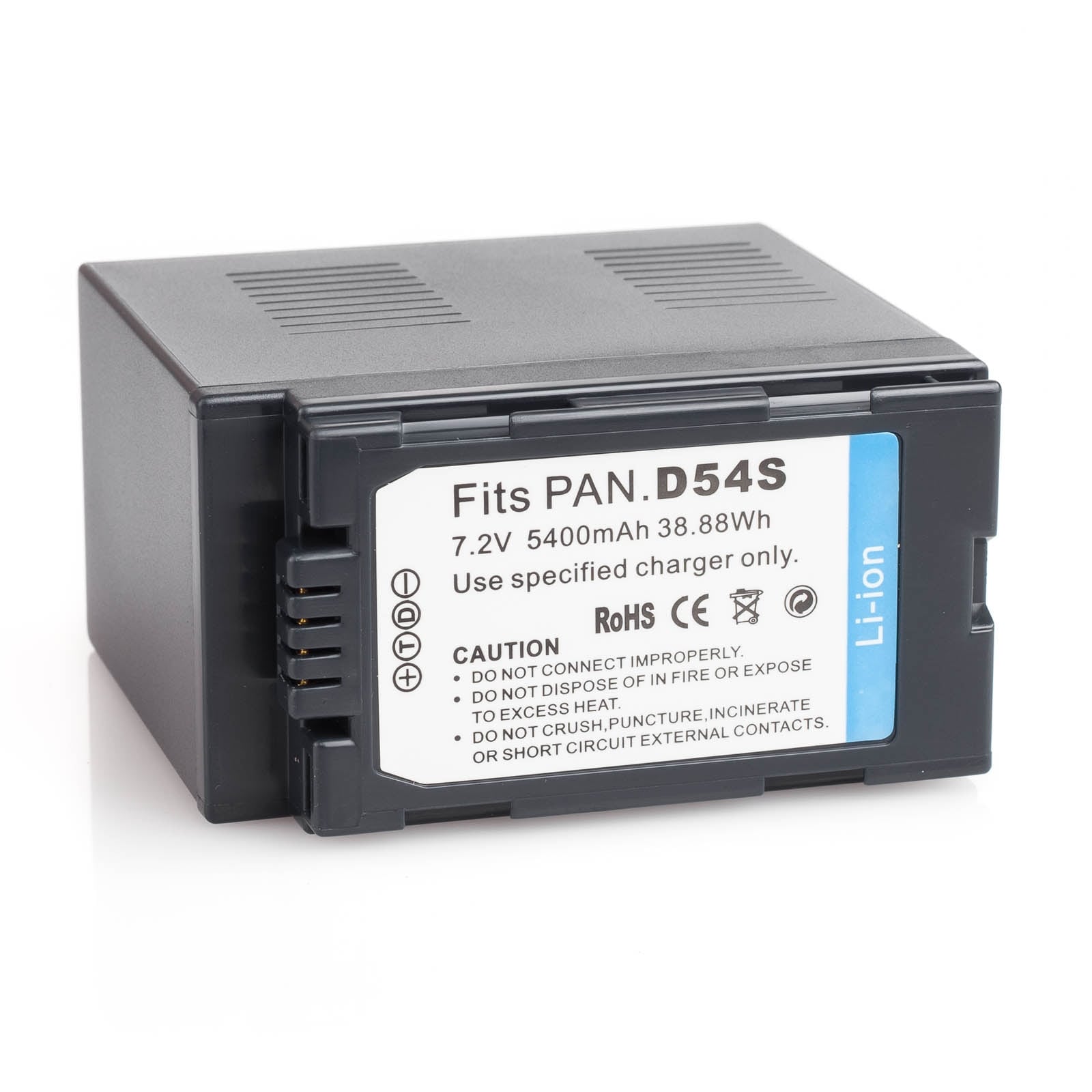 Battery for Panasonic CGA-D54 AG-DVX100A AG-DVX100B AG-HVX200 AG-DVX +Microfiber - Black