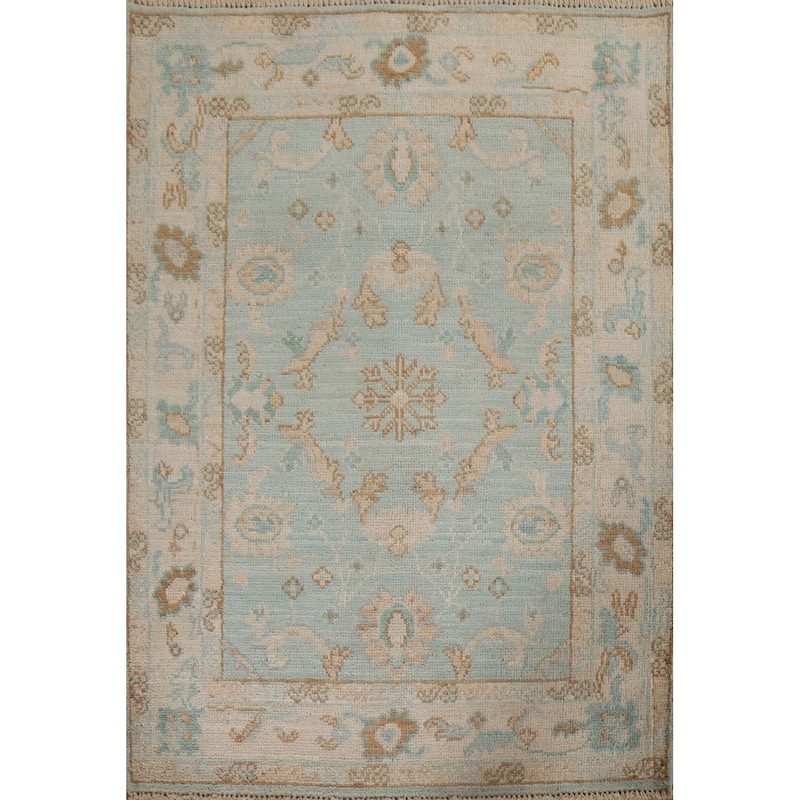 Muted Oushak Turkish Oriental Wool Rug Hand-knotted Decorative Carpet - 3'1" x 4'0"