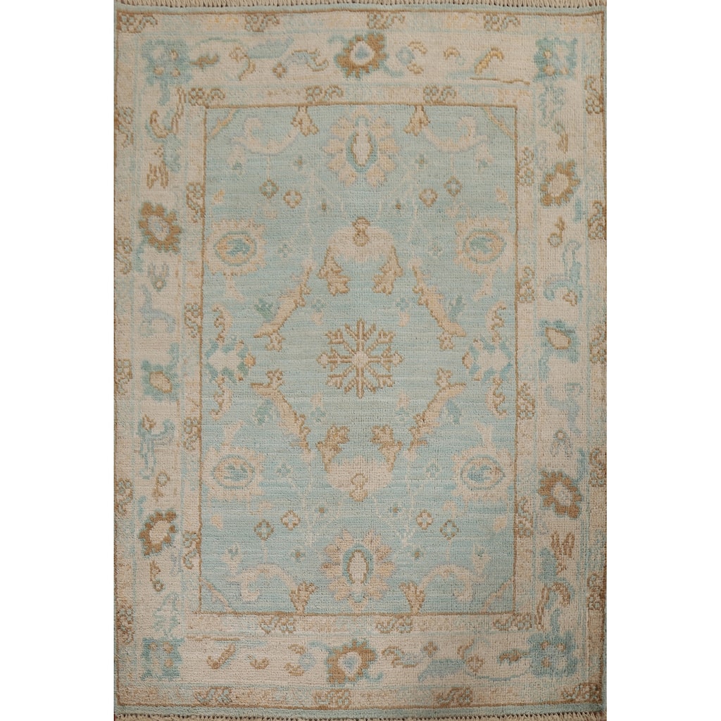 Muted Oushak Turkish Oriental Wool Rug Hand-knotted Decorative Carpet - 3'1" x 4'0"