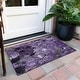preview thumbnail 32 of 135, Machine Washable Indoor/ Outdoor Modern Floral Chantille Rug 1'8" x 2'6" - Purple