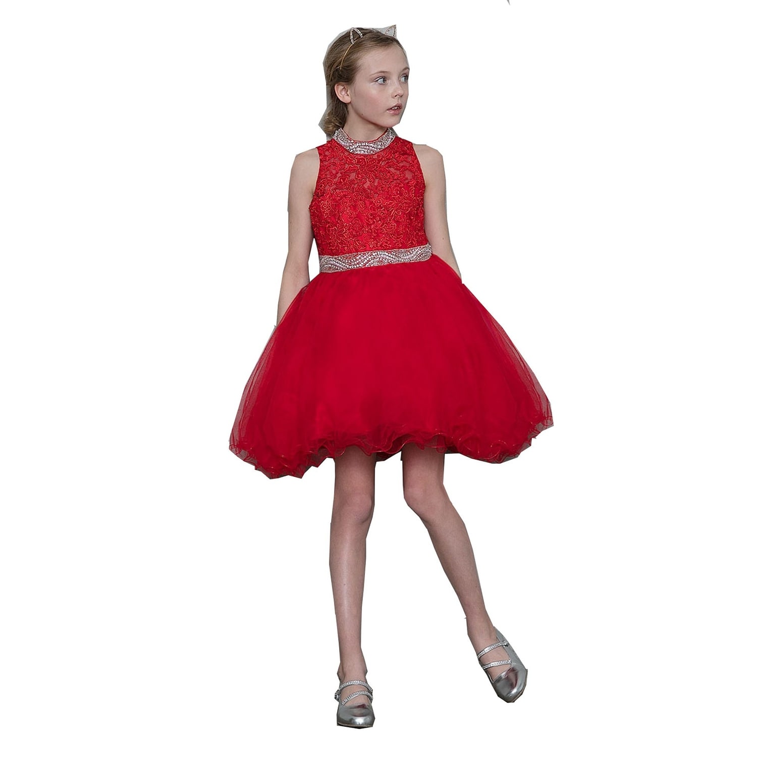 red lace high low dress