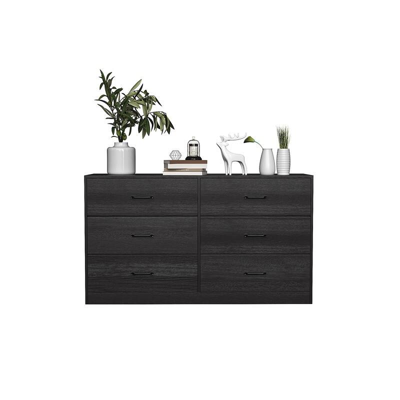 52.75" Wide Horizontal Double Dresser with 6 Fabric Drawers