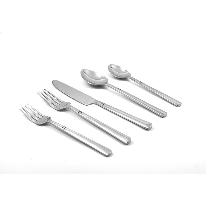 Vibhsa Modern Stainless Steel Flatware Set of 20 PC (Silver, Glossy