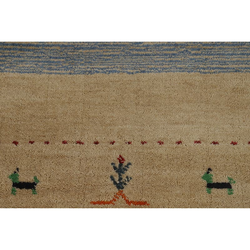 Hand Knotted Oriental 100% Wool Carpet Tribal Animal Pictorial Multi-Colored Gabbeh Area Rug - 7' 8'' X 5' 6''