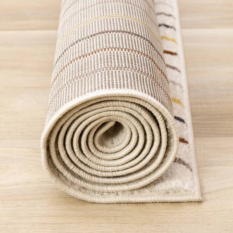 Cream Grey Multi-Colored Double Archway Area Rug