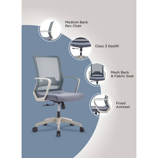 Durban Office Chair with Fixed Armrest, Class 3 Gas lift, Mesh Back