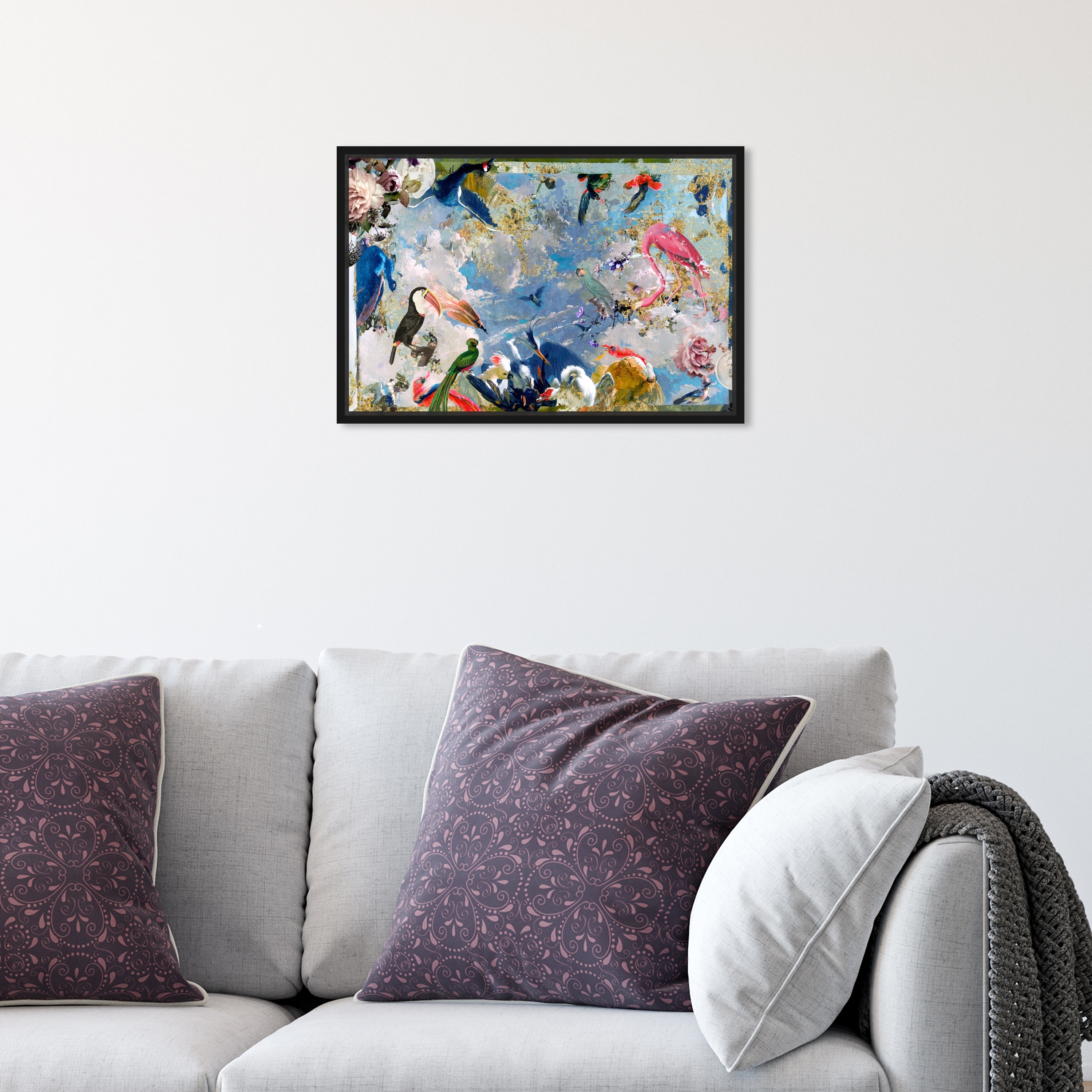 Kate and Laurel Sylvie Parakeet Framed Canvas Wall Art by Rachel Lee, 18x24 Gold, Abstract Wall Decor - 3