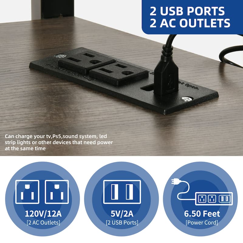 Moasis LED Light TV Stand with Mount, Power Outlet amd USB Port for TVs up to 70"