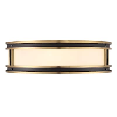 Matte Blackith Warm Brass Four Light Flush Mount from the Alberti Collection
