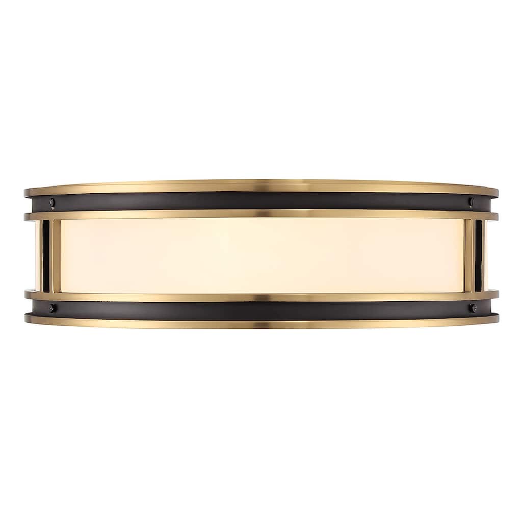 Matte Blackith Warm Brass Four Light Flush Mount from the Alberti Collection