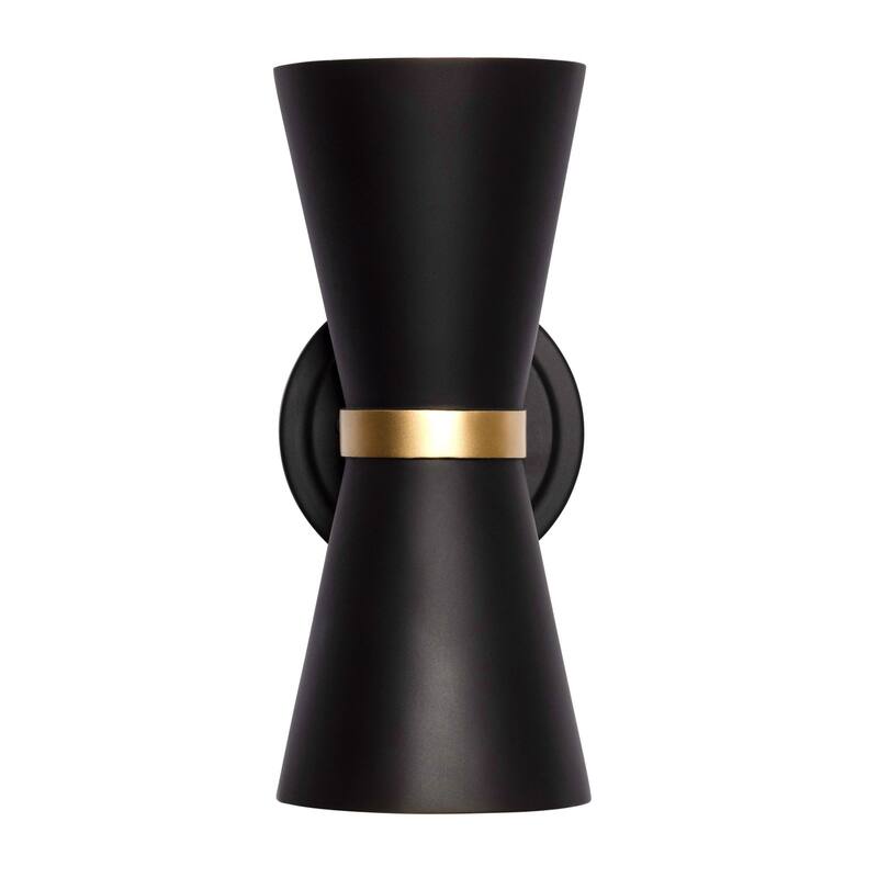 Mad Hatter 2-Light Black and Gold Wall Sconce