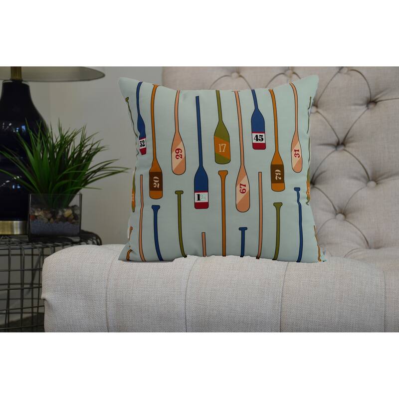 18 x 18 inch Oar Numbers Geometric Print Pillow
