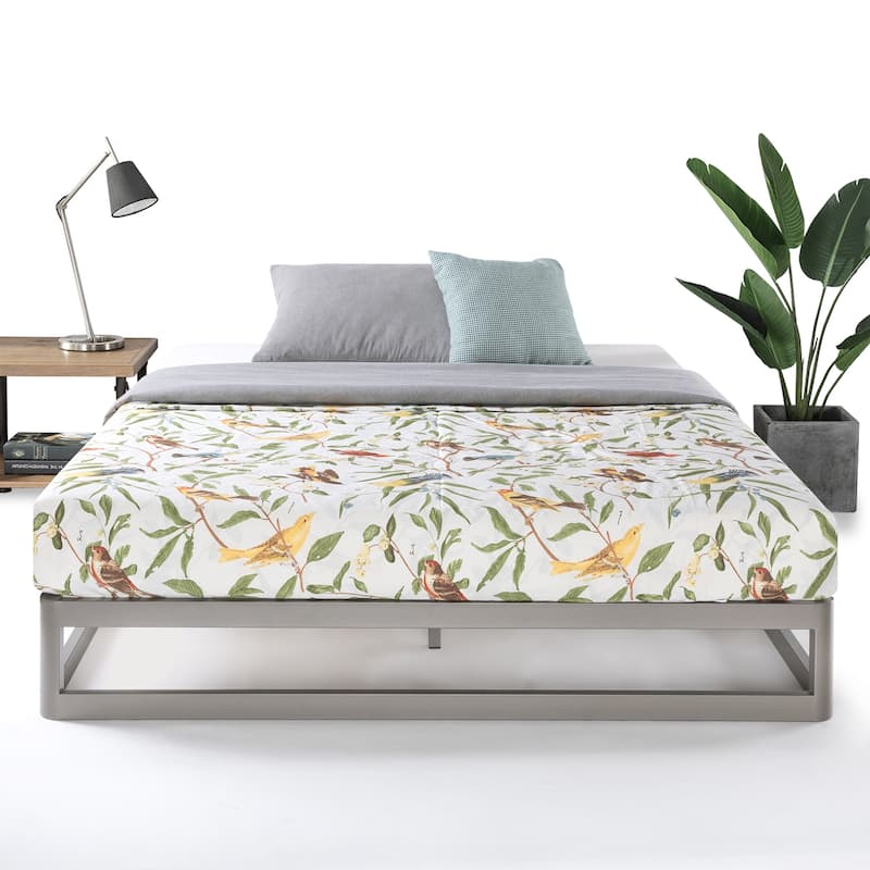 Porch & Den McCamant 9 Inch Heavy Duty Metal Platform Bed Frame - Silver - Full