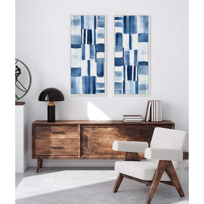 Kate and Laurel Sylvie Coastal Abstract Framed Canvas by Amy Lighthall