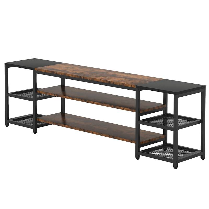 78.7"Extra Long TV Stand for 85+ Inch TVs,Modern Entertainment Center with 3-Tier Storage Ventilated Shelves & Steel Mesh Back