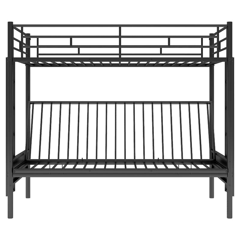 Twin Over Full Bunk Bed with Futon Sofa Multi Function Metal Frame
