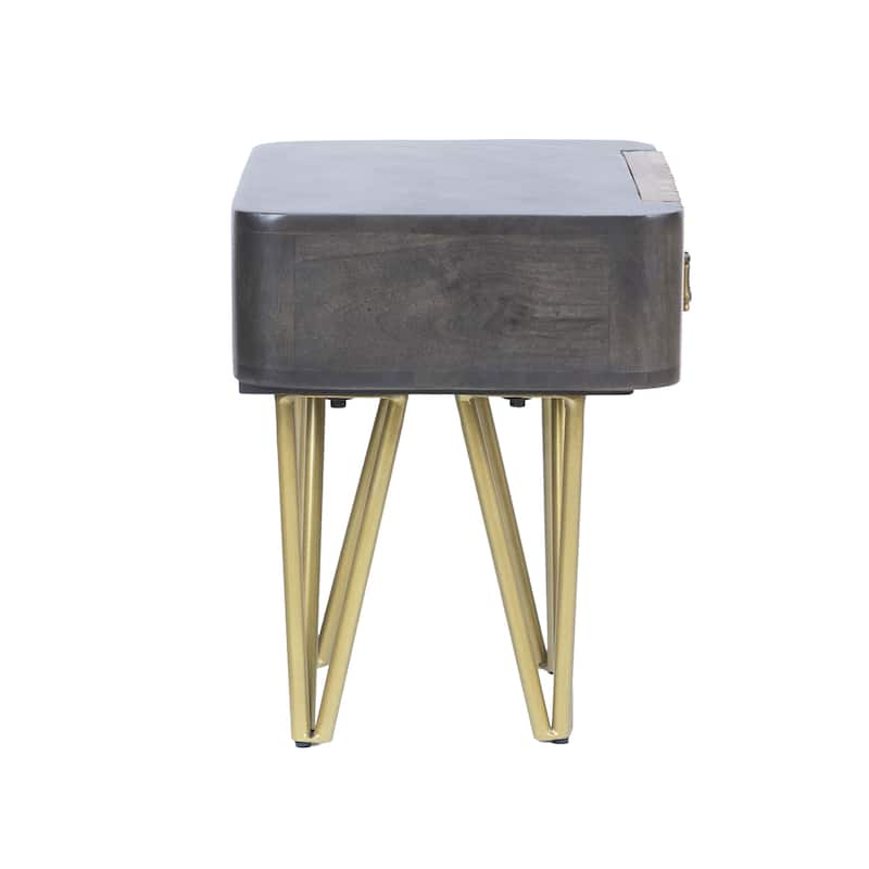 Vintage-Inspired Nightstand with Drawer, 18" Mango Wood Bedside Table