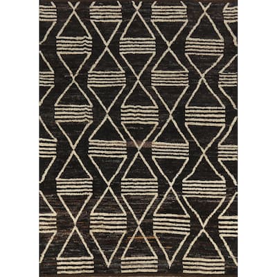 Geometric Moroccan Oriental Area Rug Handmade Bedroom Wool Carpet - 6'11" x 9'10"