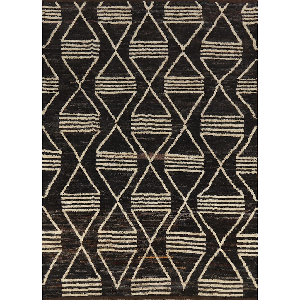 Geometric Moroccan Oriental Area Rug Handmade Bedroom Wool Carpet - 6'11" x 9'10"