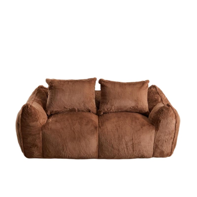 Giant Lazy Bean Bag Couch Chair Ultra Soft Fluffy Loveseat Sofa Chaise Lounge Indoor Cozy Faux Fur Reading Chair with Pillows