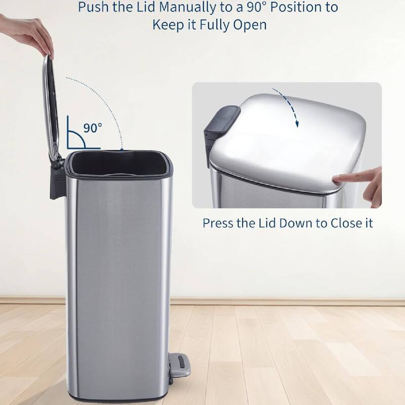 8 Gallon Step-On Kitchen Trash Can, Garbage Can for Home Office Bedroom