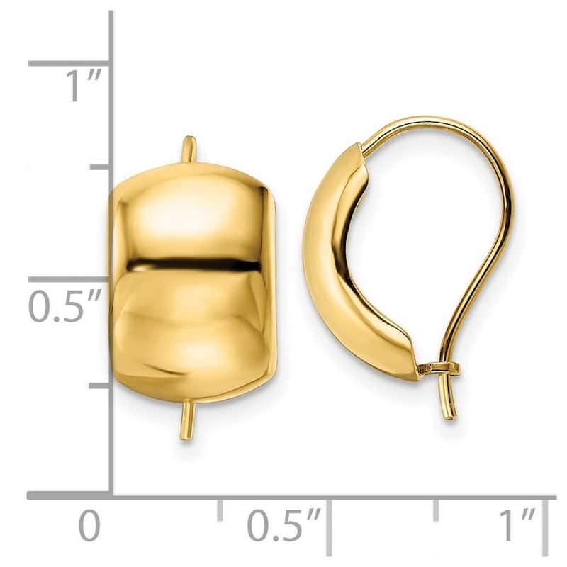 Curata 14k Yellow Gold Polished Domed Half Hoop Hook Earrings 15.6x10mm