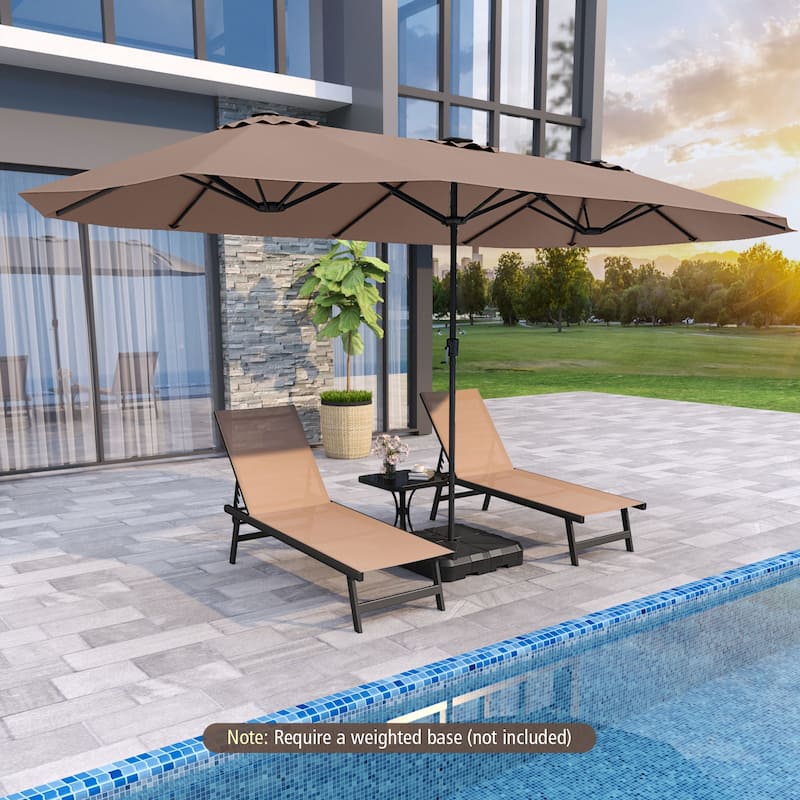 Extra Large 15.5 Feet Double-Sided Patio Umbrella with Solar LED Lights and Crank Outdoor Shade (Umbrella Only)