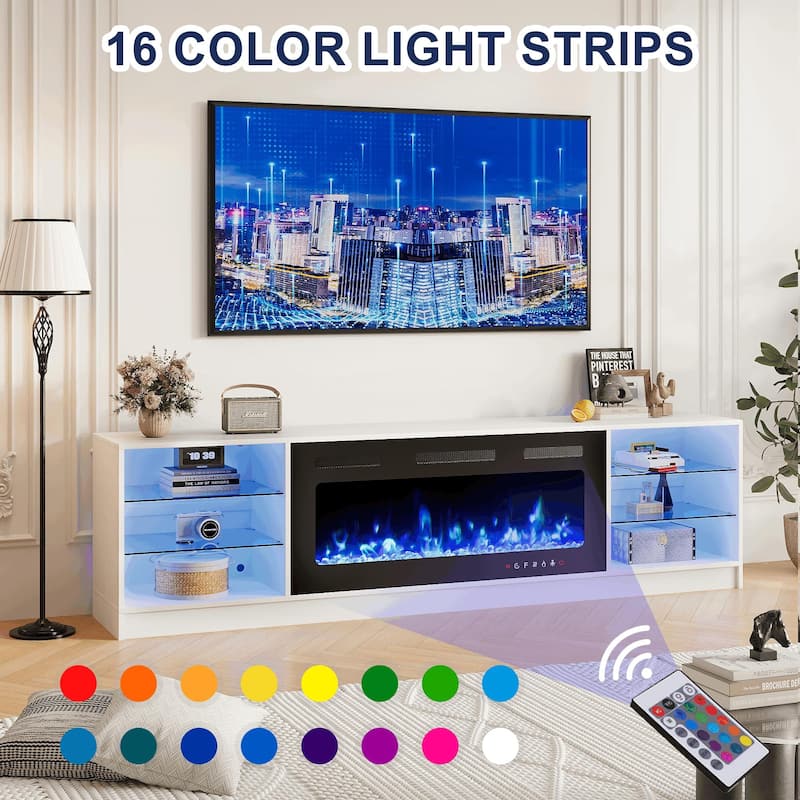 EROMMY Electric Fireplace TV Stand, Living Room Media Storage Cabinet and Entertainment Console