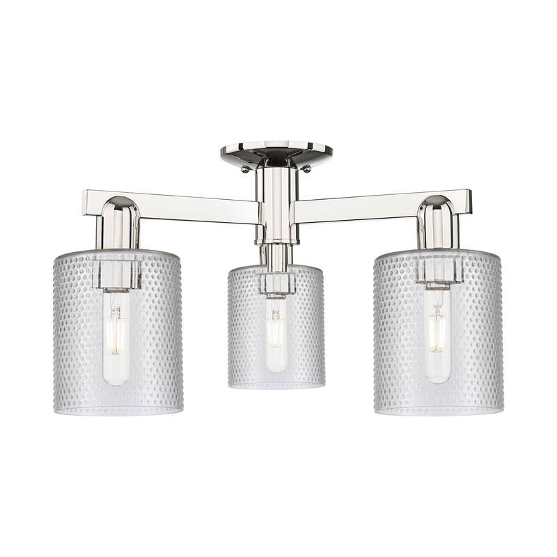 Innovations Lighting Endless Possibilities Arcadia - Cobbleskill - 3 Light 23" Semi-Flush Mount - Clear/Polished Nickel