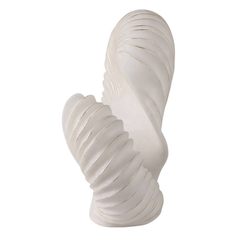 Polyresin Abstract Sculpture Modern Shell Form Home Decor - 14" White - 14" x 6.25" x 14.25"