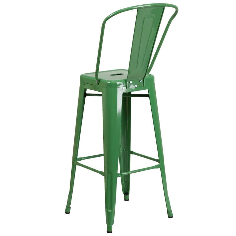 30'' High Metal Indoor-Outdoor Barstool with Back