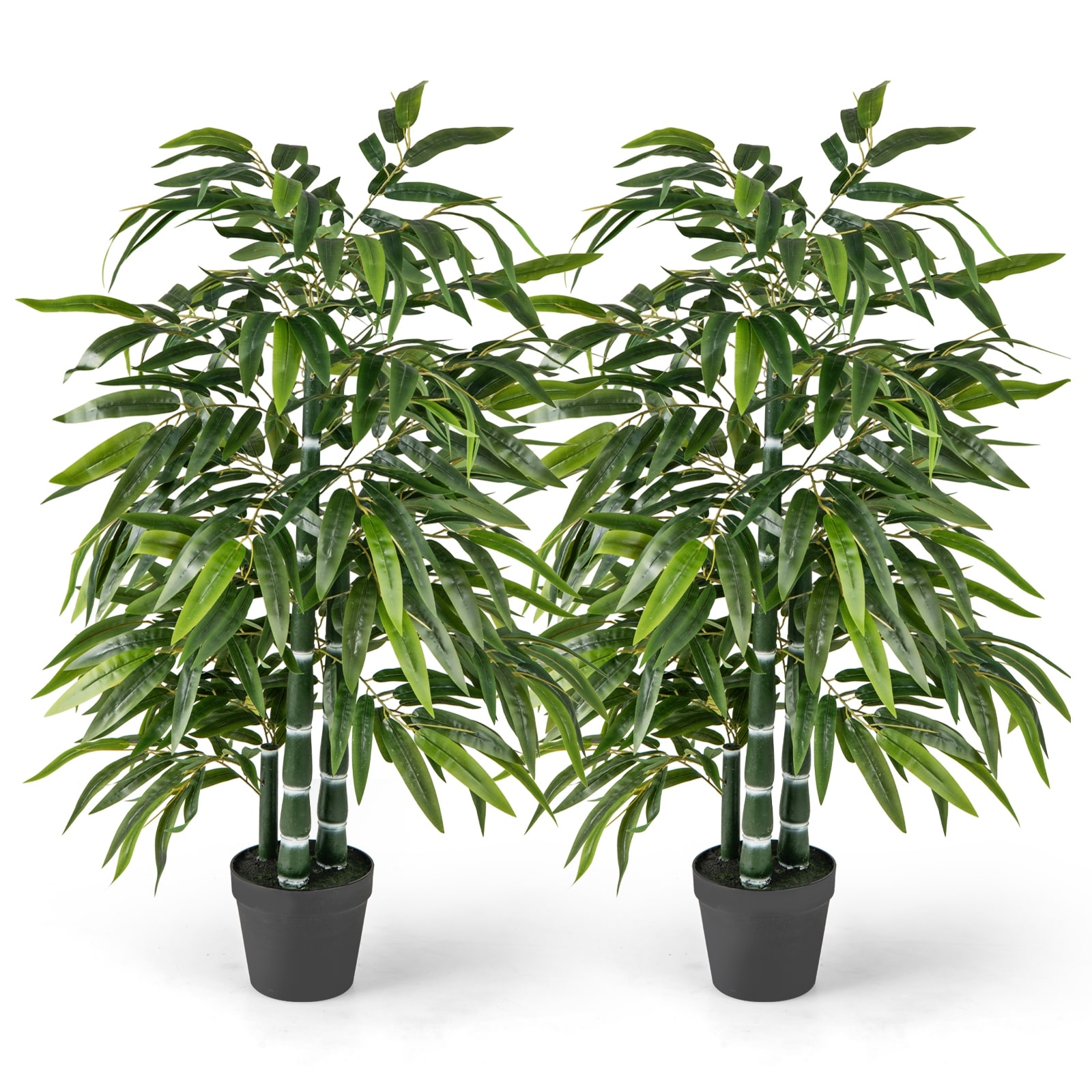 Gymax 50'' Tall Artificial Potted Tree w/3 PE Bamboo Trunk Flush