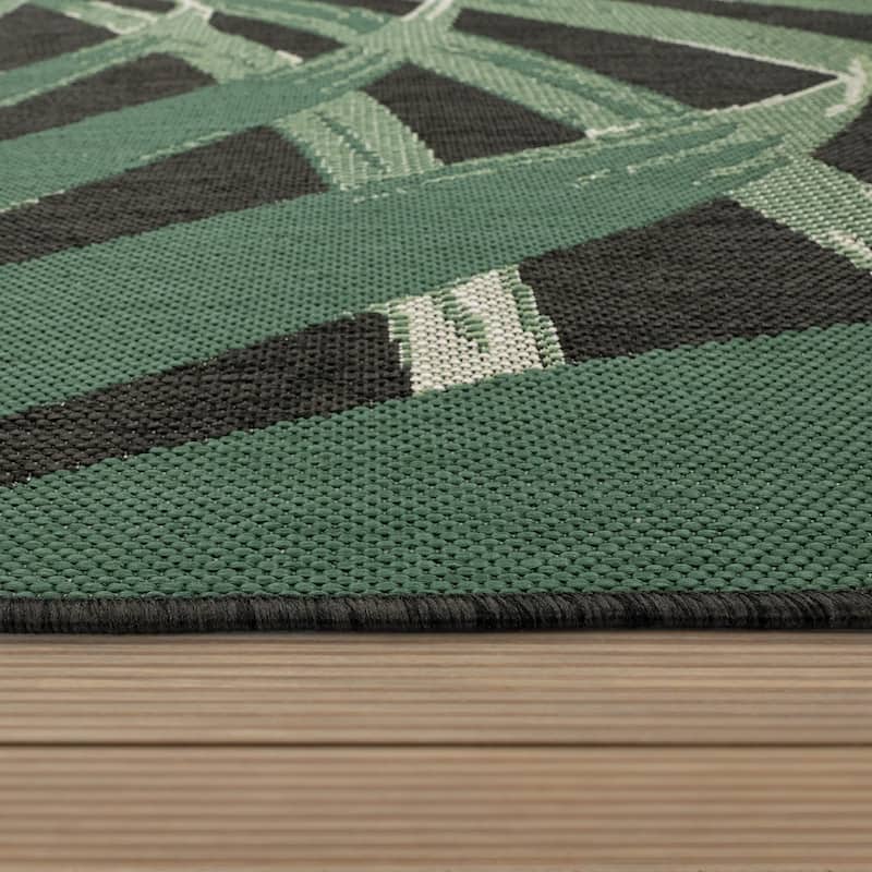 Tropical Outdoor Rug Palm Tree & Jungle Design Flatweave