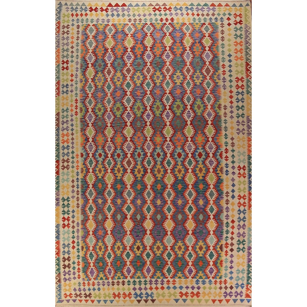 Kilim Oriental Large Rug Hand-Woven Tribal Wool Carpet - 10'1"x 15'11"