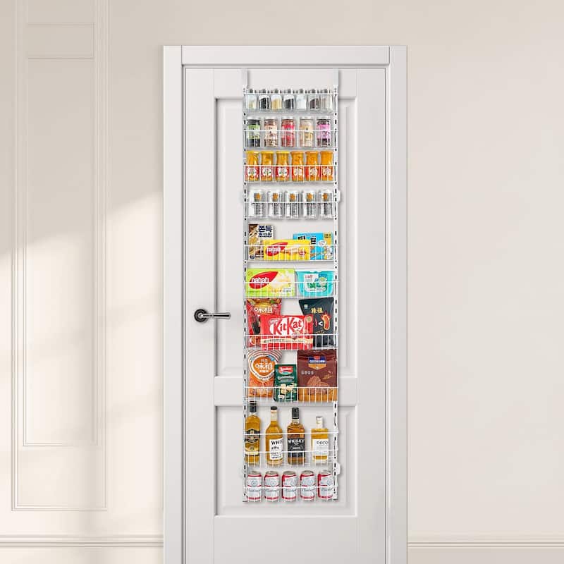 Pantry Organizer with Adjustable Baskets Wall Mount & Over Door Rack