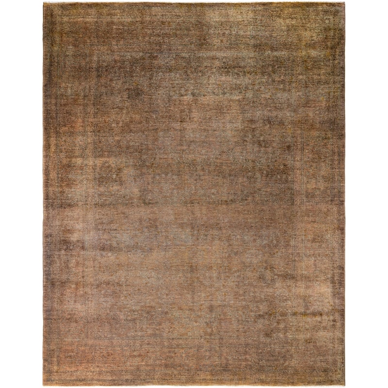 Overdyed One-of-a-Kind Hand-Knotted Area Rug - Green - 9' 1" x 11' 4"