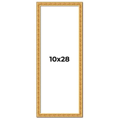 10x28 Frame Gold Real Wood Picture Frame Width 1 inches | Interior