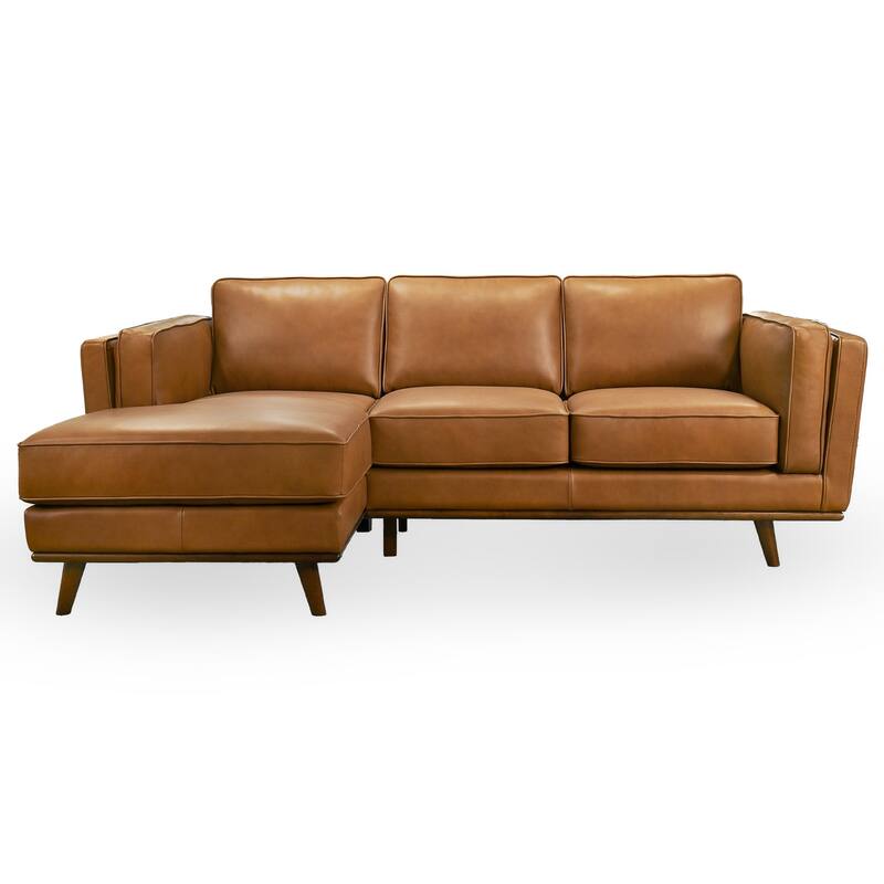 GDFStudio - Chase Genuine Leather 3-Seater 90.9" Left-Facing Sectional Sofa