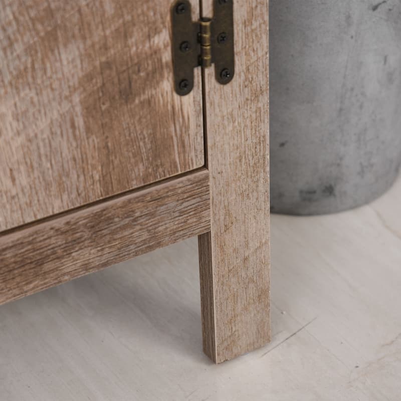 kleankin Wooden Under Sink Bathroom Floor Storage Cabinet with Double Door Space Saver Organizer, Barnwood