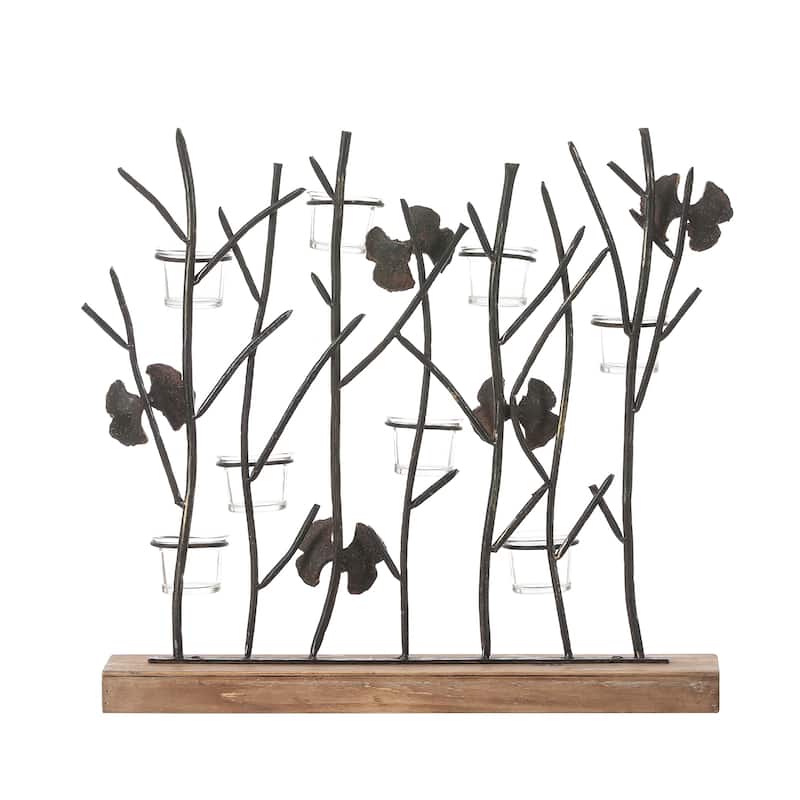 Rustic Black Metal Nature Tree Branches Tabletop Tea Light Holder - 18.3" H x 19" W x 4.25" D