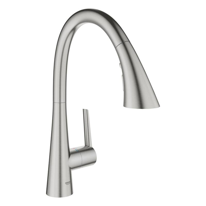 Grohe Zedra 1.75 GPM Single Hole Pull Down Kitchen Faucet with
