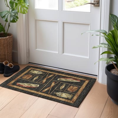Premium Washable Super Soft Fish Canoe Lodge Mayfield Rug