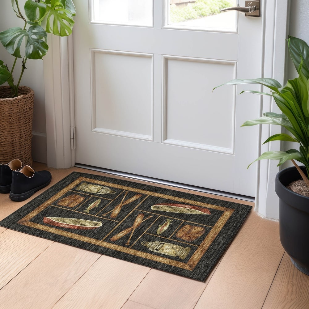 Premium Washable Super Soft Fish Canoe Lodge Mayfield Rug