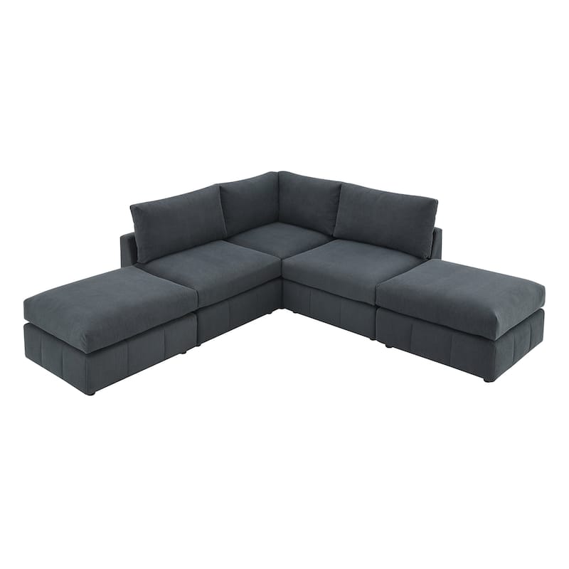 93"Modern Sectional Sofa with Vertical Stripes